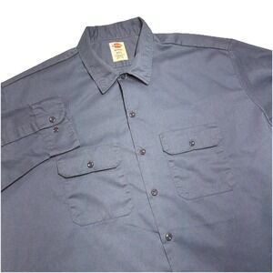 Dickies Work Navy Blue Short Sleeve Button Up Work Shirt 3XL Twill Long Sleeve